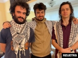 Hisham Awartani, Kinnan Abdel Hamid and Tahseen Ahmed, three college students of Palestinian descent who were shot near the University of Vermont in Burlington on Nov. 25, 2023 are seen in this undated handout photo.