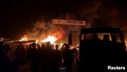 26일 팔레스타인 가자지구 라파 난민촌에 대한 이스라엘군 공습으로 발생한 화재 (자료사진)