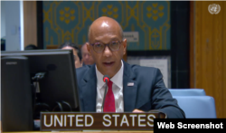 Zamenik američke ambasadorke u UN-u Robert Vud govori na sednici