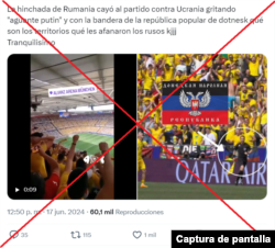 Captura de desinformación en X.