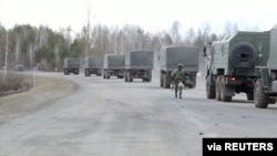 قطار نظامی روسیه هنگام ورود به قلمرو اوکراین