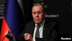 세르게이 라브로프 러시아 외무장관이 지난 10일 터키 안탈리아에서 기자회견하고 있다. (자료사진)