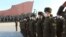 Public Security Forces soldiers salute to the statues of their late leaders Kim Il Sung and Kim Jong Il on the occasion of the 75th founding anniversary of the Korean People's Army in Pyongyang, North Korea Feb. 8, 2023.