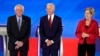 Senatori Berni Sanders, potpredsednik Džo Bajden i senatorka Elizabet Voren na početku demokratske debate u Hjustonu, 12. septembra 2020.