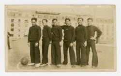 In this 1926 photo provided by the Rita M. Cacas Filipino American Community Archives, University of Maryland, are Filipino sailors in athletic uniforms at US Naval Academy in Annapolis, Maryland.