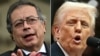 (COMBO) This combination of pictures created on January 26, 2025 shows Colombian President Gustavo Petro in Bogota on July 09, 2024 and US President Donald Trump in Washington, DC, on January 20, 2025.
