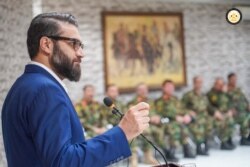 FILE - Hamdullah Mohib, who served national security adviser to former Afghan President Ashraf Ghani, speaks at a meeting in an undated photo at an unidentified location. (Source - former Afghan government)