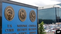 FILE - The sign outside the National Security Agency (NSA) campus in Fort Meade, Md., June 6, 2013. 