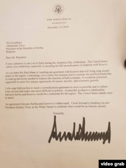 Pismo predsednika SAD Donalda Trampa predsedniku Srbije Aleksandru Vučiću (Izvor: predsednik.rs)