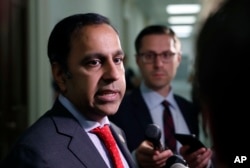 FILE - House Oversight Committee member Rep. Raja Krishnamoorthi, D-Ill., speaks on Capitol Hill, June 27, 2018.