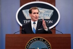 존 커비 미국 국방부 대변인이 지난 3일 워싱턴 국방부 청사에서 기자회견을 했다.