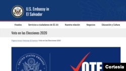 Imagen tomada del portal web de la embajada de EE.UU. en El Salvador.